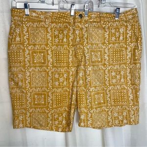 Reyn Spooner Mustard Yellow Bandana Print Flat Front Shorts